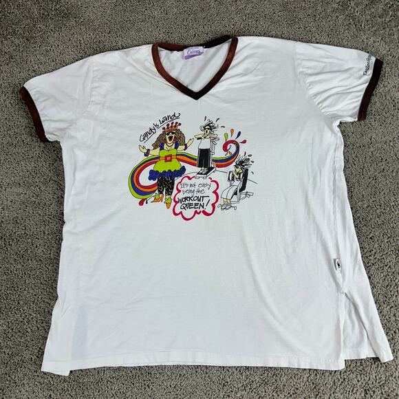 VINTAGE Emerson Street Shirt Womens 3XL White Workout Queen Oversized - Picture 2 of 12